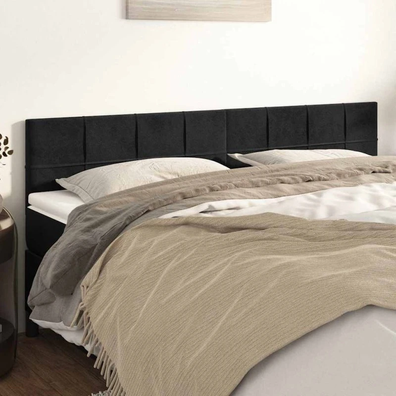 vidaXL sengegavle 2 stk. 80x5x78/88 cm sort fløjl