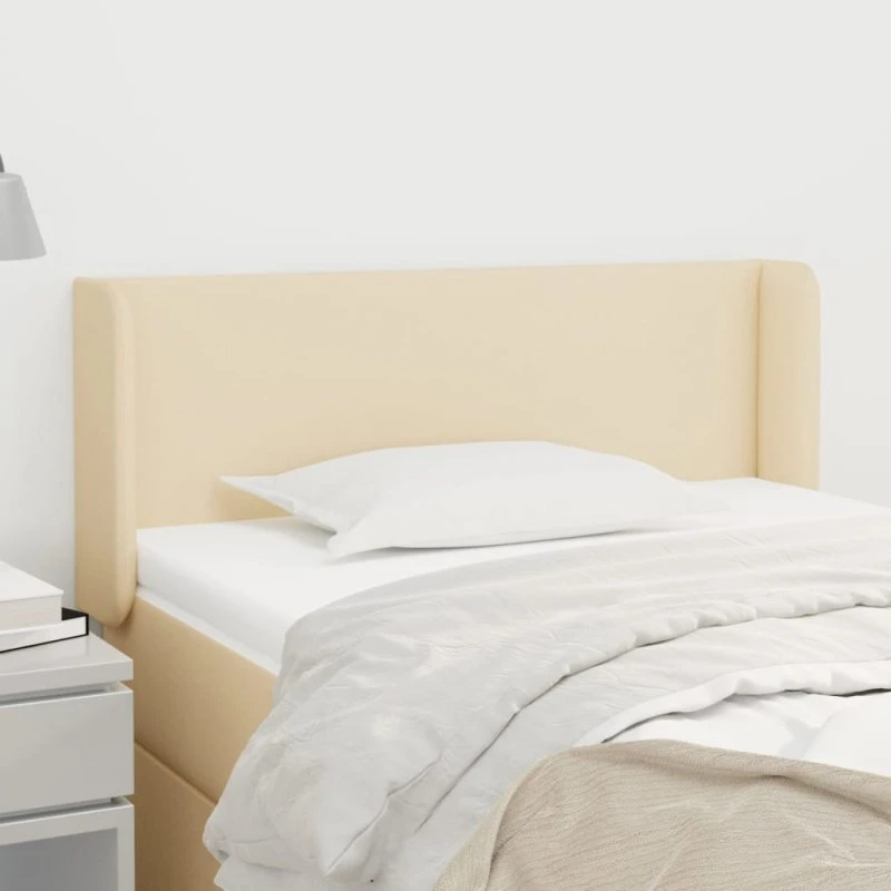 vidaXL sengegavl med kanter 93x16x78/88 cm stof creme