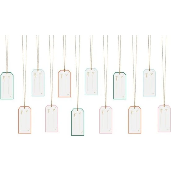 Manilla gavemærker til jul, 12 stk – 9 x 4 cm