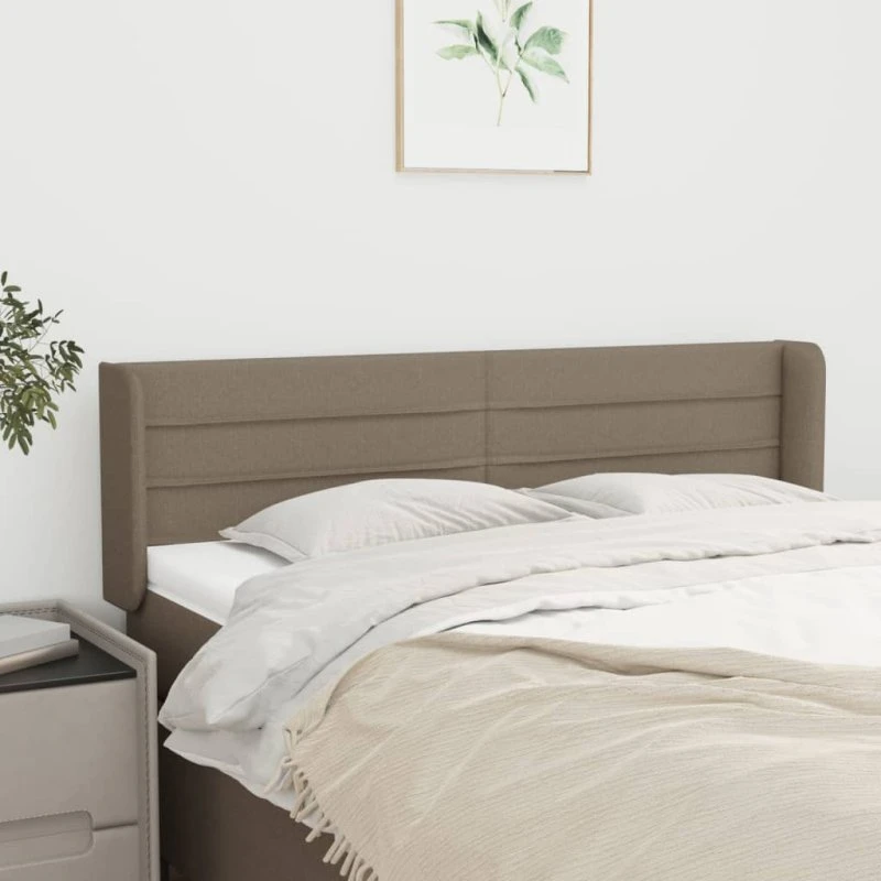 vidaXL sengegavl med kanter 147x16x78/88 cm stof gråbrun