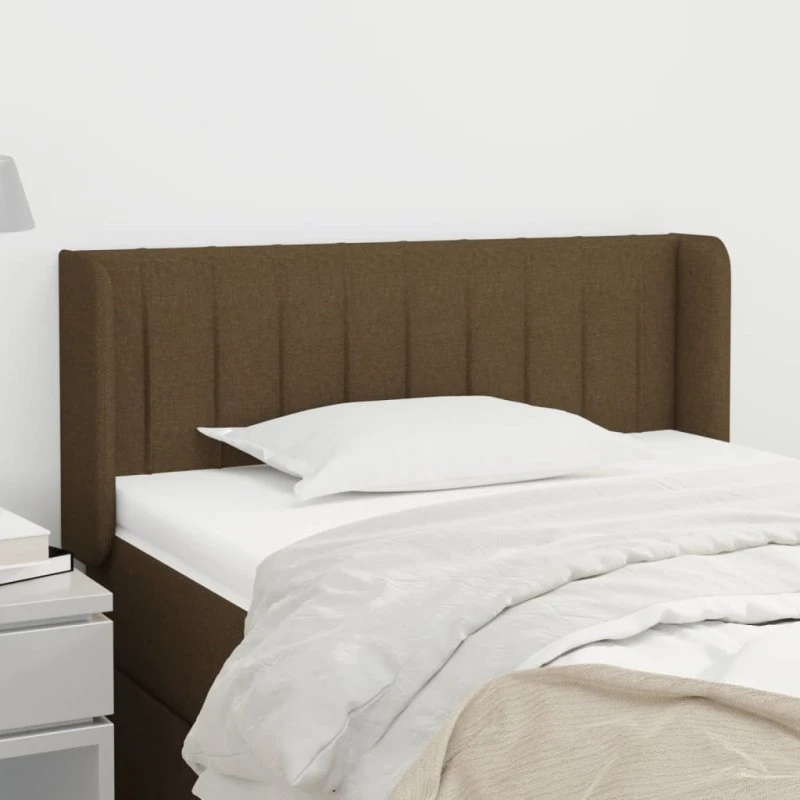 vidaXL sengegavl med kanter 83x16x78/128 cm stof mørkebrun