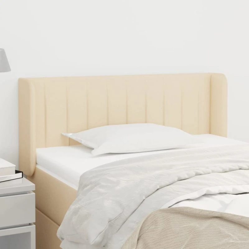 vidaXL sengegavl med kanter 93x16x78/88 cm stof creme