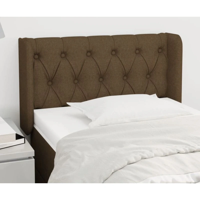 vidaXL sengegavl med kanter 83x16x78/128 cm stof mørkebrun