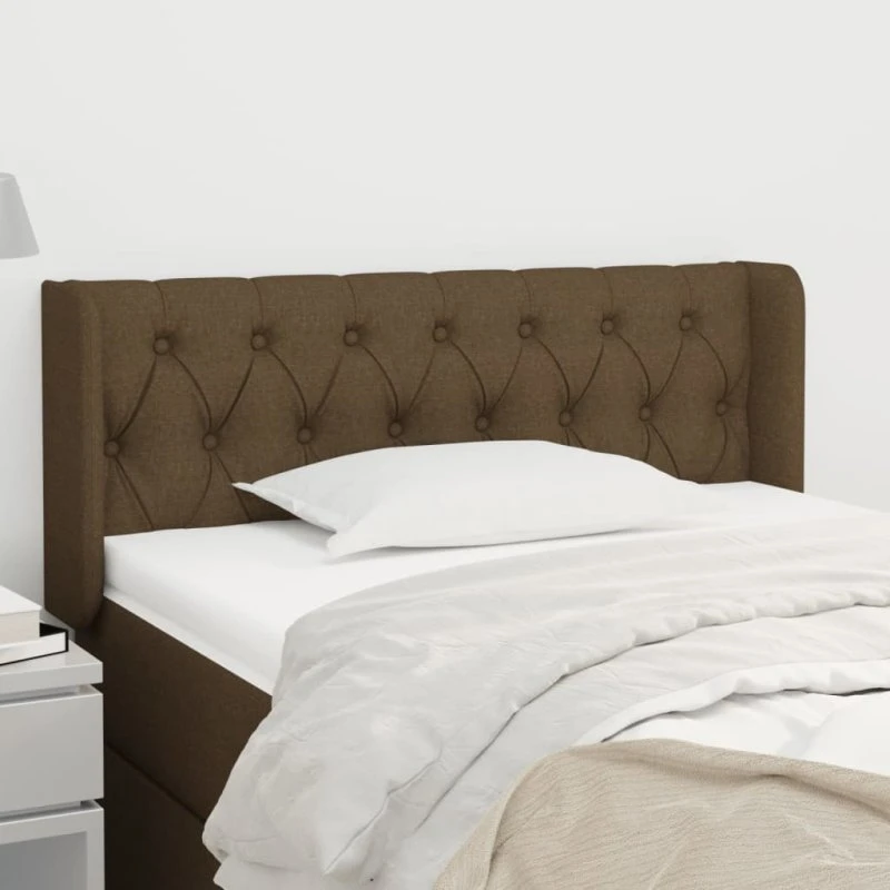 vidaXL sengegavl med kanter 93x16x78/88 cm mørkebrun stof