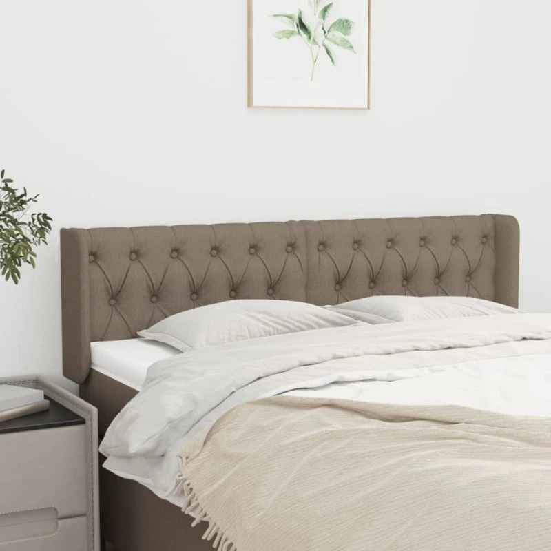 vidaXL sengegavl med kanter 147x16x78/88 cm stof gråbrun