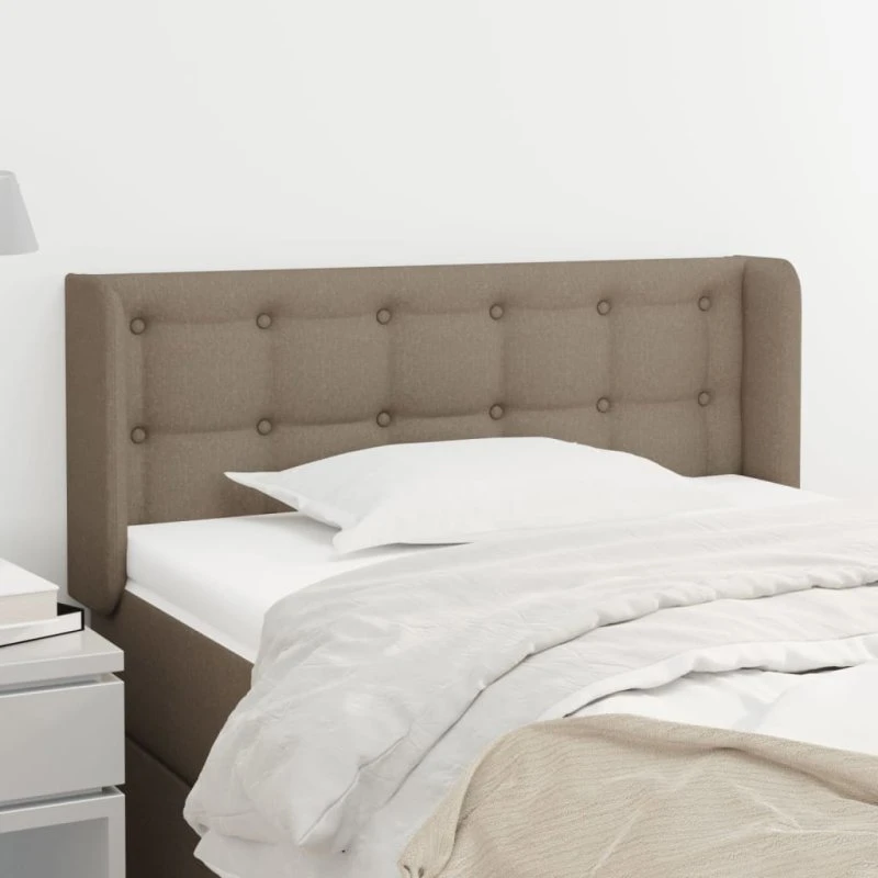 vidaXL Sengegavl med kanter 83x16x78/128 cm stof gråbrun
