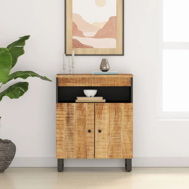 vidaXL skænk 2 låger 60x33x75 cm massivt mangotræ lysebrun