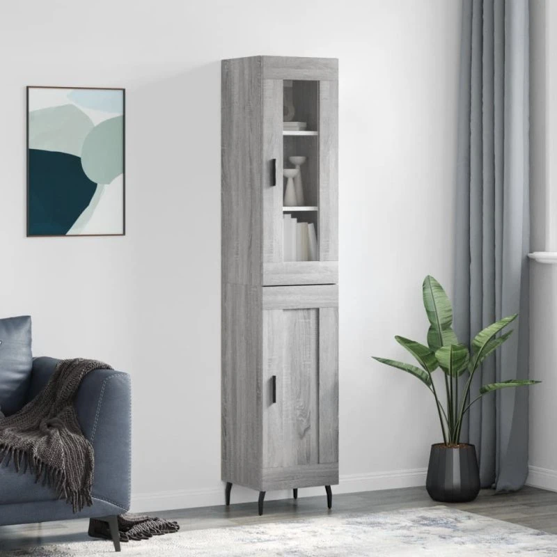 vidaXL Højskab 34,5x34x180 cm, grå Sonoma-eg