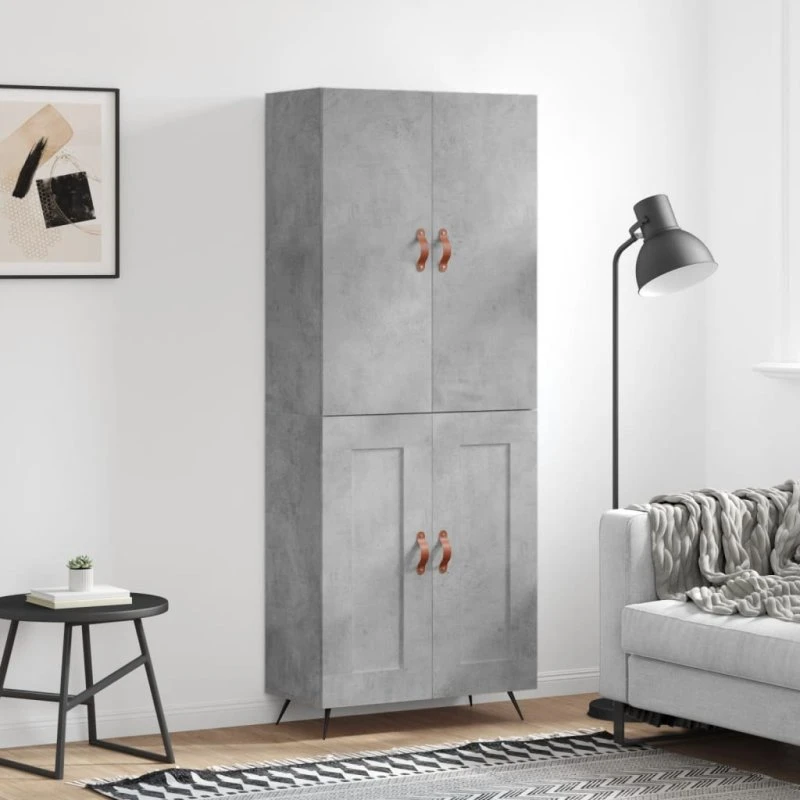 vidaXL højskab 69,5x34x180 cm konstrueret træ - betongrå