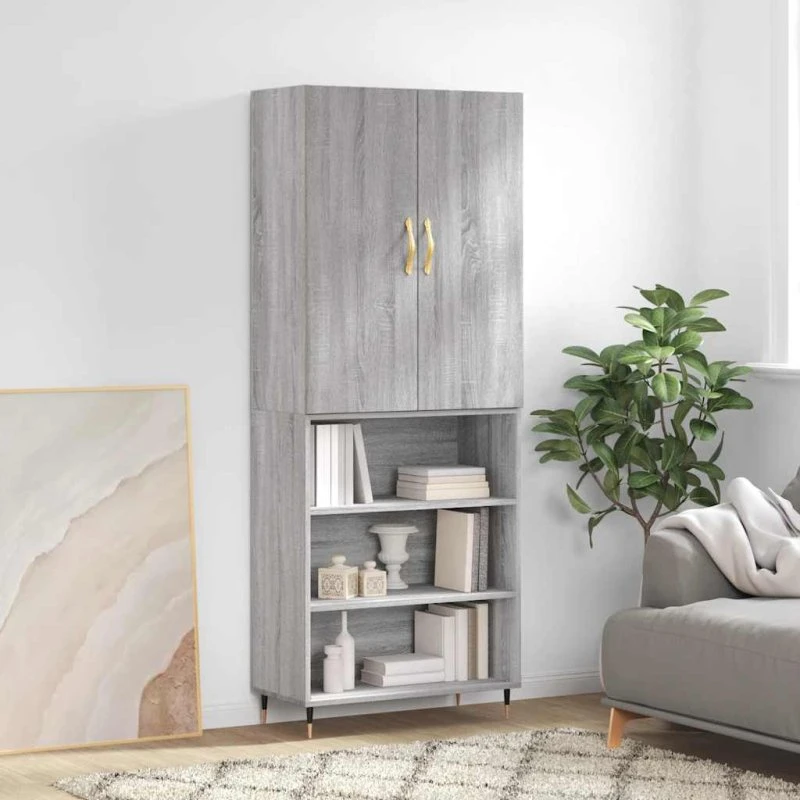 vidaXL højskab 69,5x34x180 cm konstrueret træ Sonoma-eg
