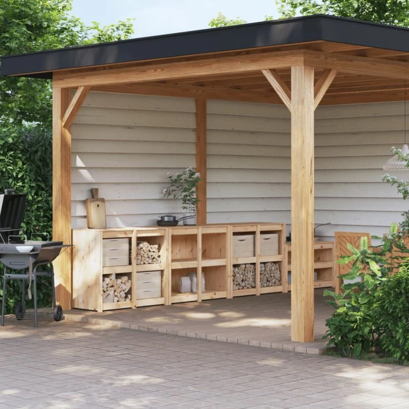 vidaXL MEPPEL udendørs køkkenskabe 3 stk. massivt fyrretræ