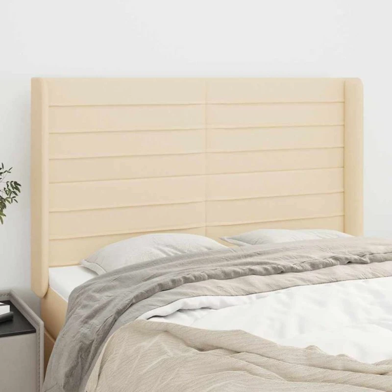 vidaXL Sengegavl med kanter 147x16x118/128 cm creme