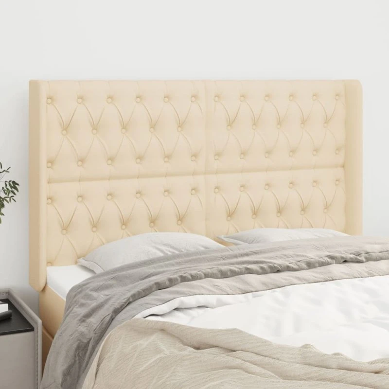 vidaXL sengegavl med kanter 163x16x118/128 cm creme