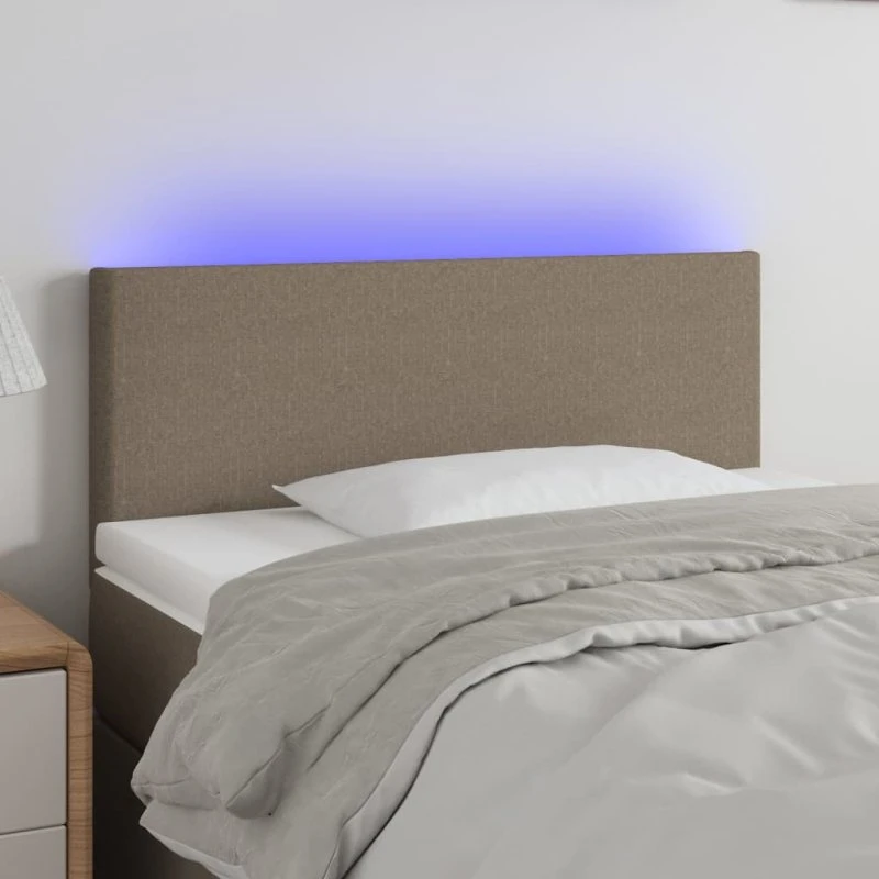 vidaXL sengegavl med LED 100x5x78/88 cm stof gråbrun