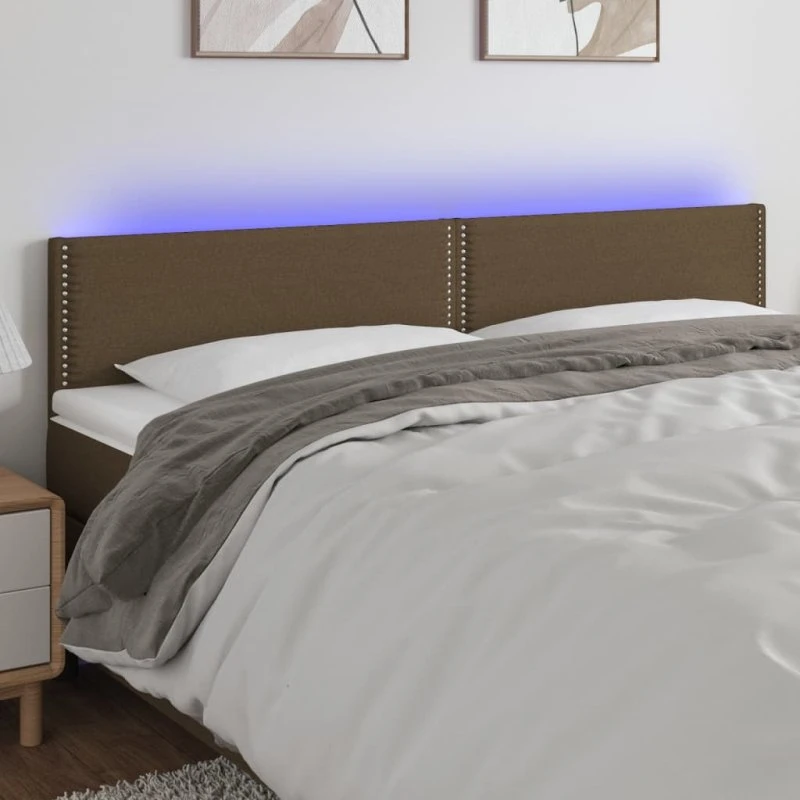 vidaXL sengegavl med LED-lys 200x5x78/88 cm mørkebrun