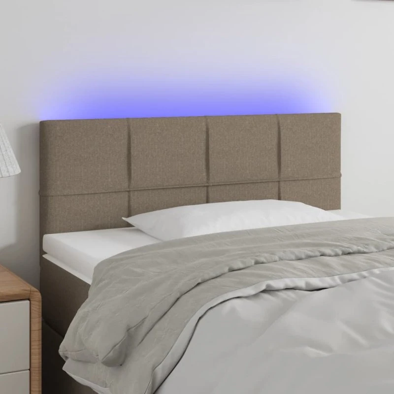 vidaXL sengegavl med LED 100x5x78/88 cm stof gråbrun