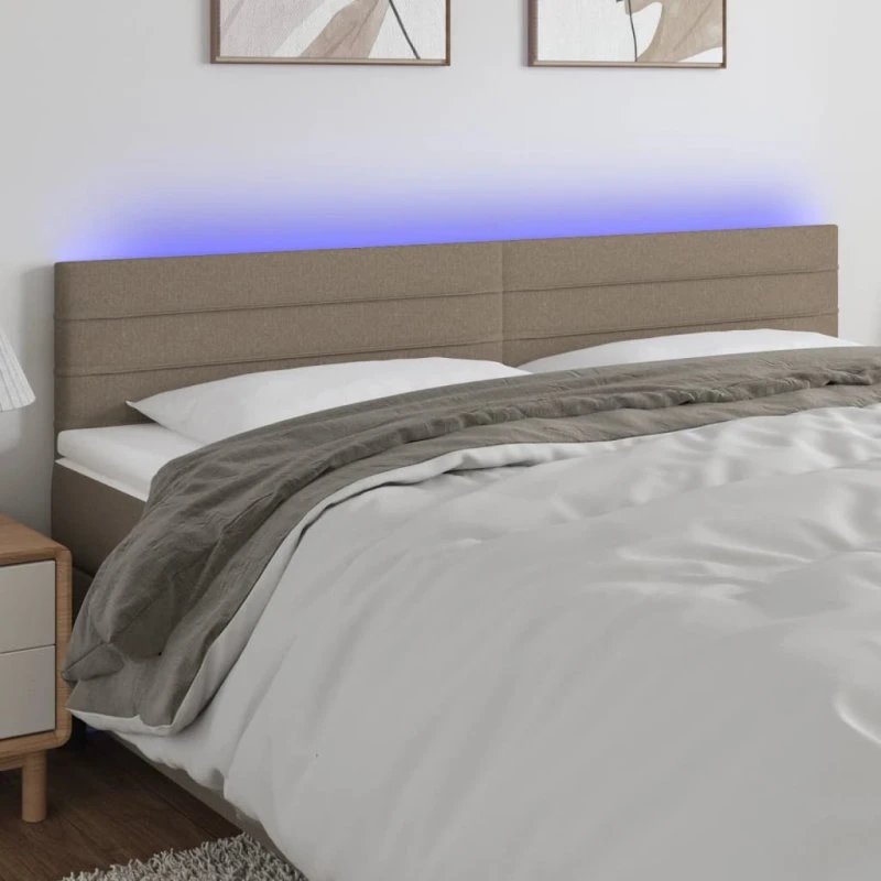 vidaXL sengegavl med LED 160x5x78/88 cm stof gråbrun
