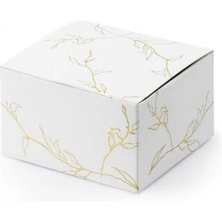 10 stk. Gaveæsker Hvid med Gyldne Grene