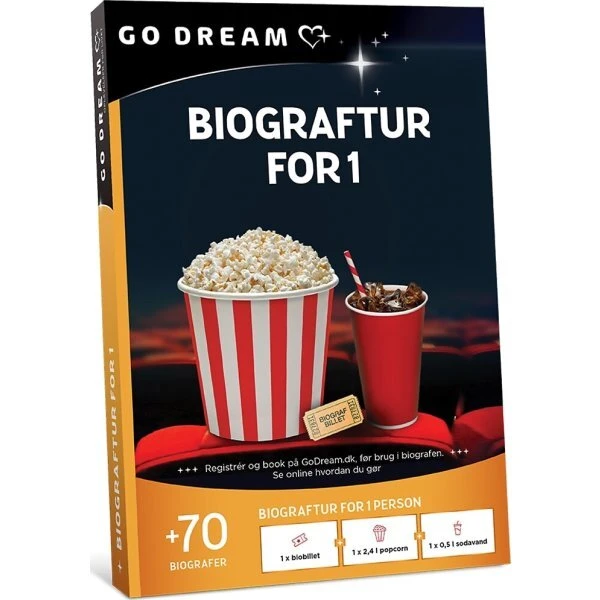 GoDream Gavekort: Biograftur for 1 med biomenu