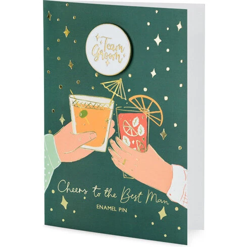 Groom Team Emalje Pin med guldtryk 10,5x15 cm