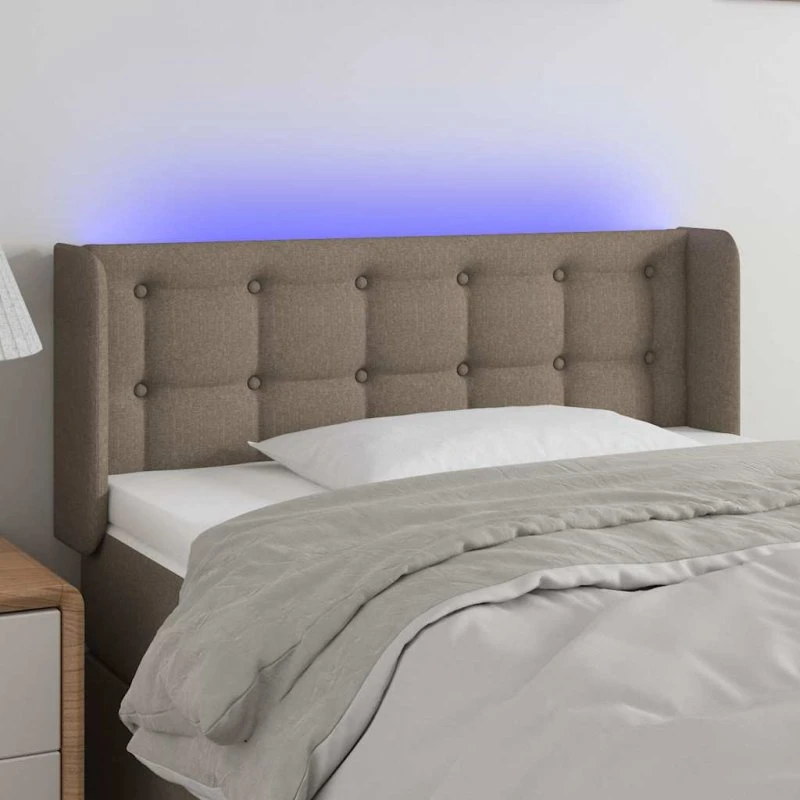 vidaXL sengegavl med LED 103x16x78/88 cm stof gråbrun