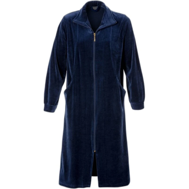 TROFÉ Velour Zip Style Kåbe Mørkeblå