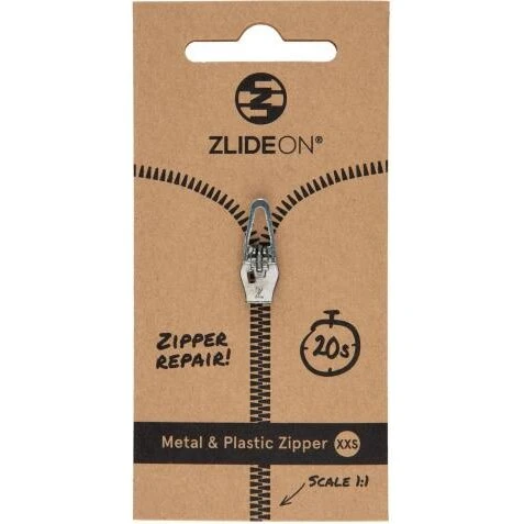 ZlideOn Normal lynlåsskyder XXS - plastik/metal, sølv