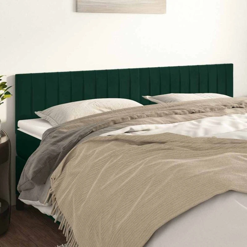 vidaXL Sengegavle 2 stk. 100x5x78/88 cm fløjl mørkegrøn