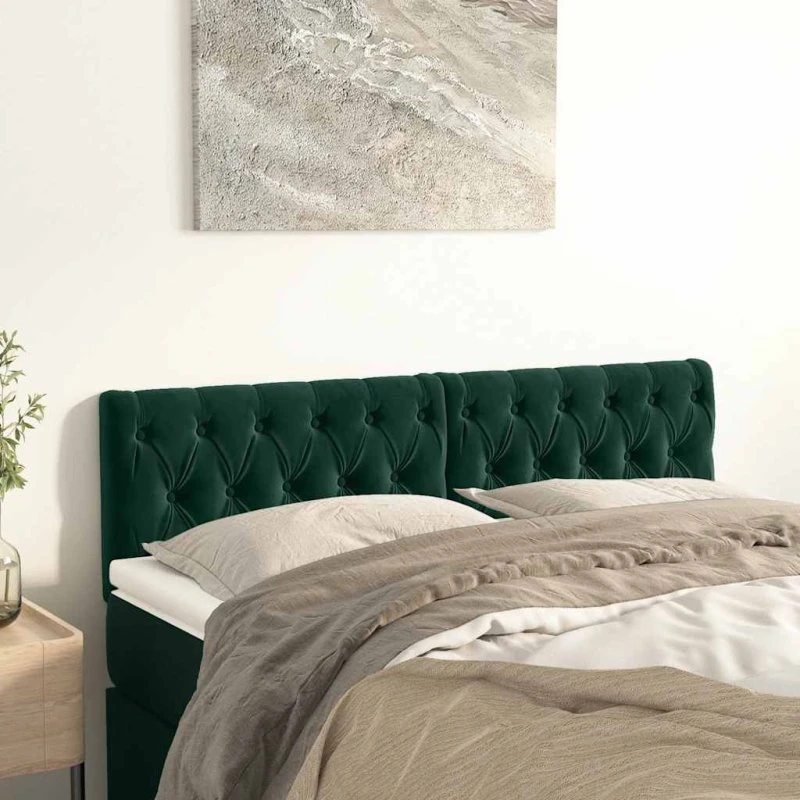 vidaXL sengegavle 2 stk. 72x7x78/88 cm fløjl mørkegrøn