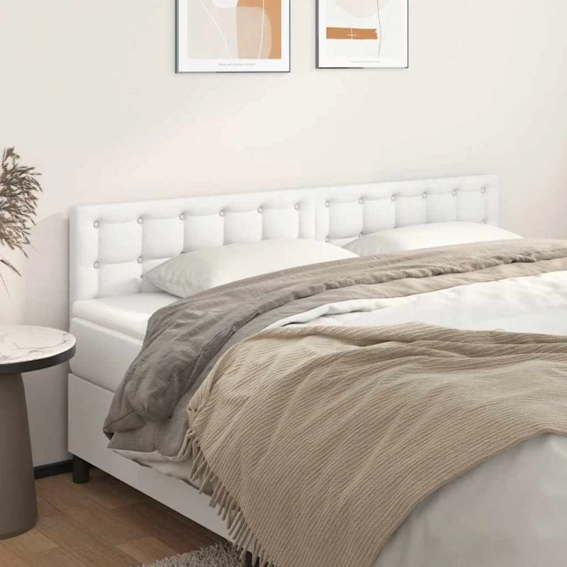 vidaXL Sengegavle 2 stk. 100x5x78/88 cm kunstlæder hvid