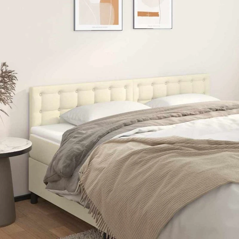 vidaXL sengegavle 2 stk. 100x5x78/88 cm kunstlæder, creme