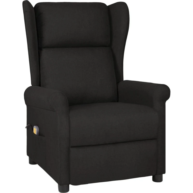 vidaXL massagestol i sort stof med 6-punkts vibration