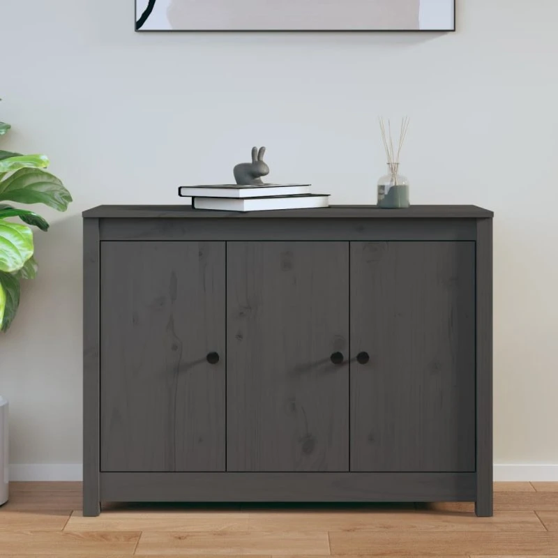 vidaXL skænk 100x35x74 cm massivt fyrretræ, grå