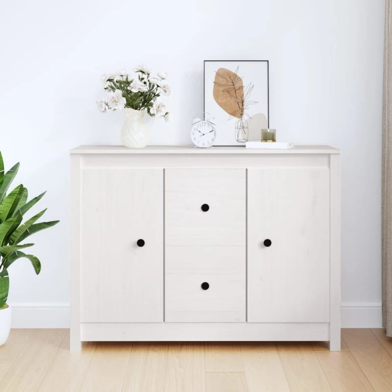 vidaXL skænk 100x35x74 cm i massivt fyrretræ, hvid