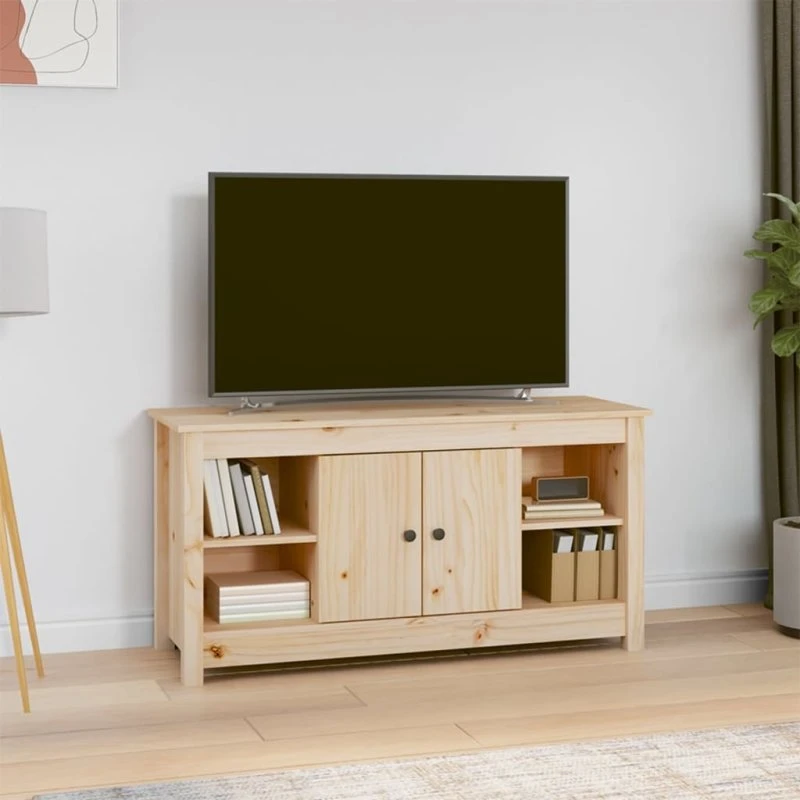 Tv-bord i massivt fyrretræ 103×36,5×52 cm – natur