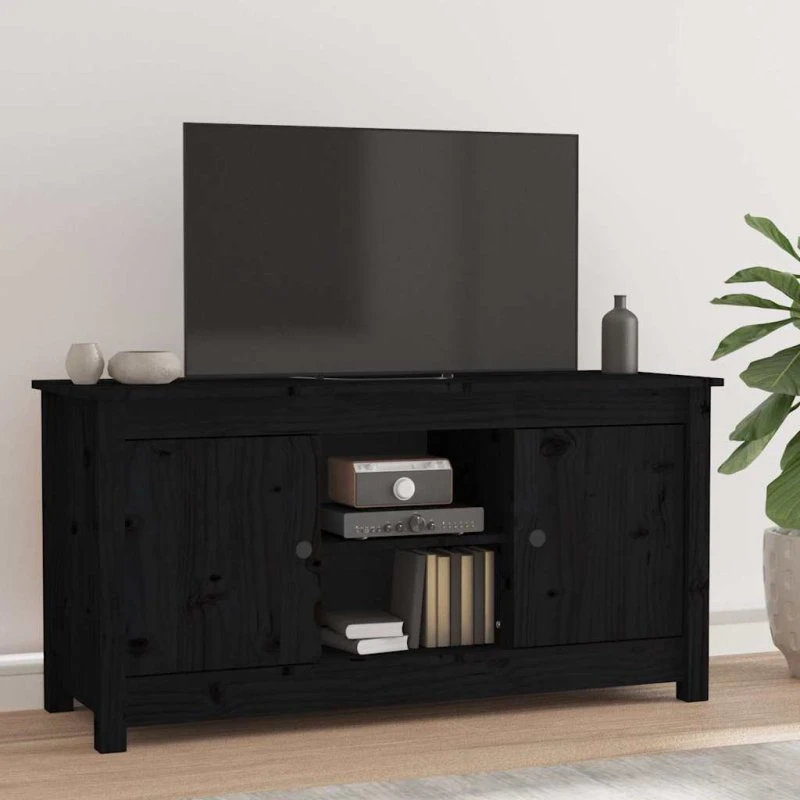 vidaXL tv-bord 103x36,5x52 cm massivt fyrretræ sort