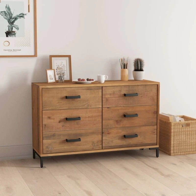 vidaXL skænk 110x35x70 cm i massivt genanvendt fyrretræ, brun