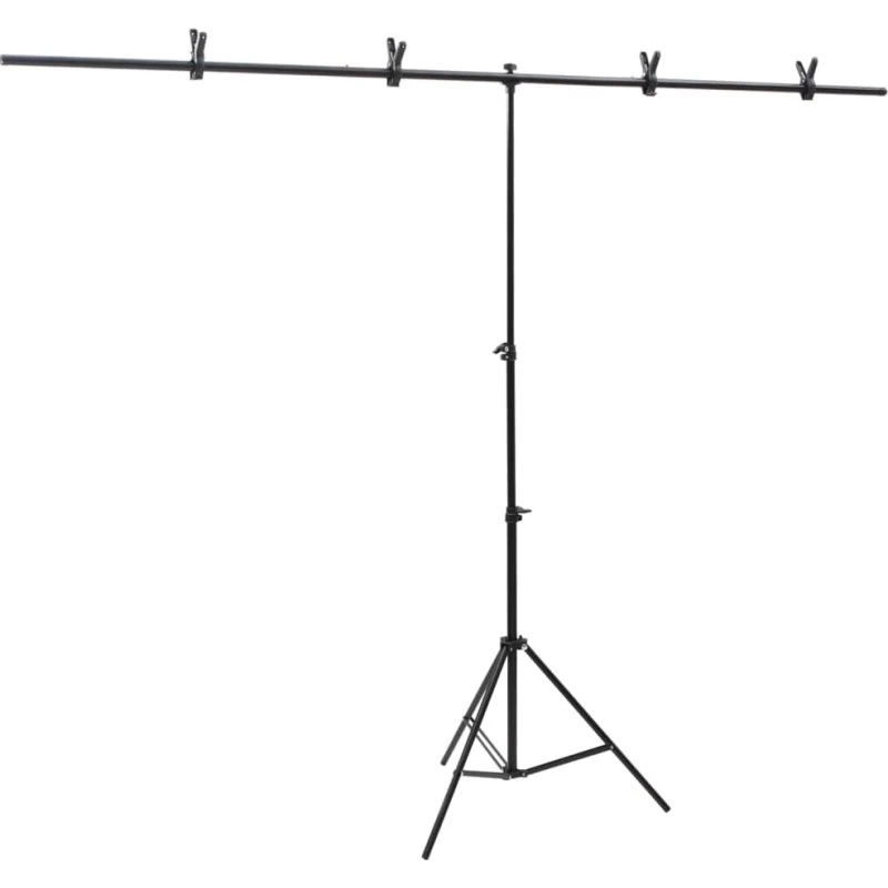vidaXL T-formet baggrundsstativ 201x60x70–200 cm, sort