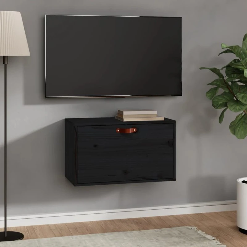 vidaXL vægskab 60x30x35 cm massivt fyrretræ, sort