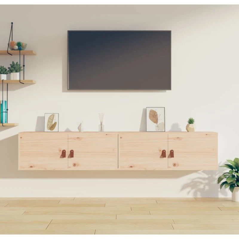 vidaXL Vægskabe 2 stk. 80x30x30 cm i massivt fyrretræ