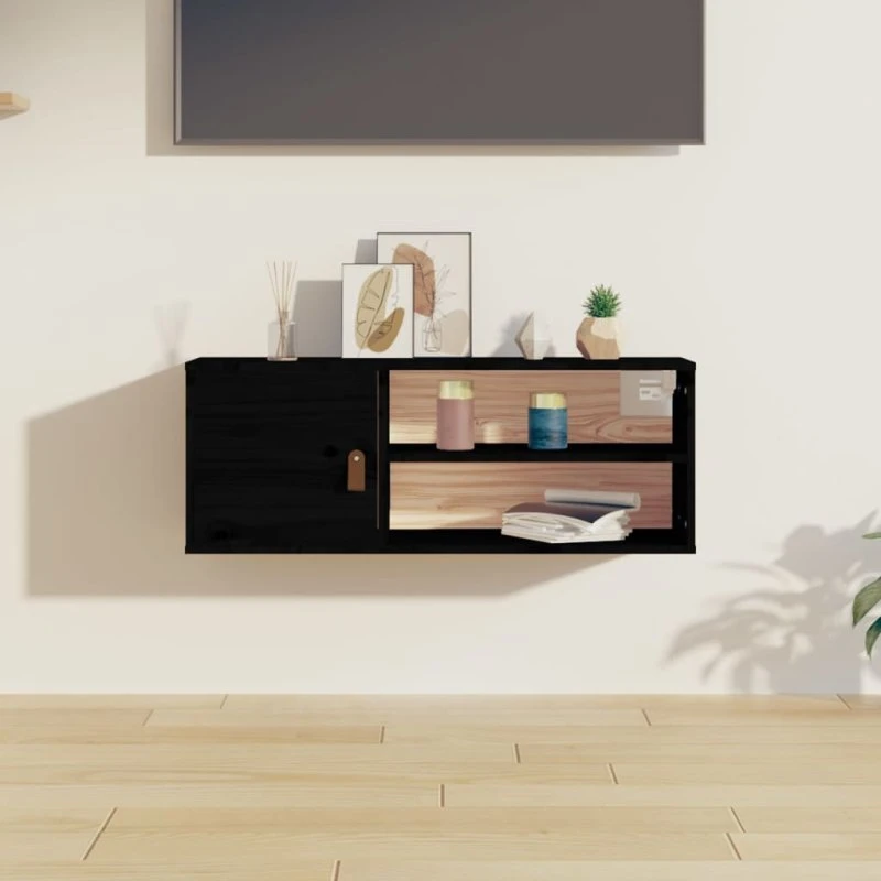 vidaXL vægskab 80x30x30 cm massivt fyrretræ, sort