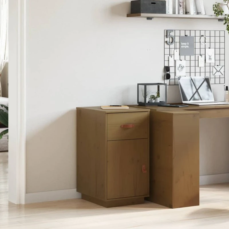 vidaXL skrivebordsskab 40x50x75 cm massivt fyrretræ, gyldenbrun