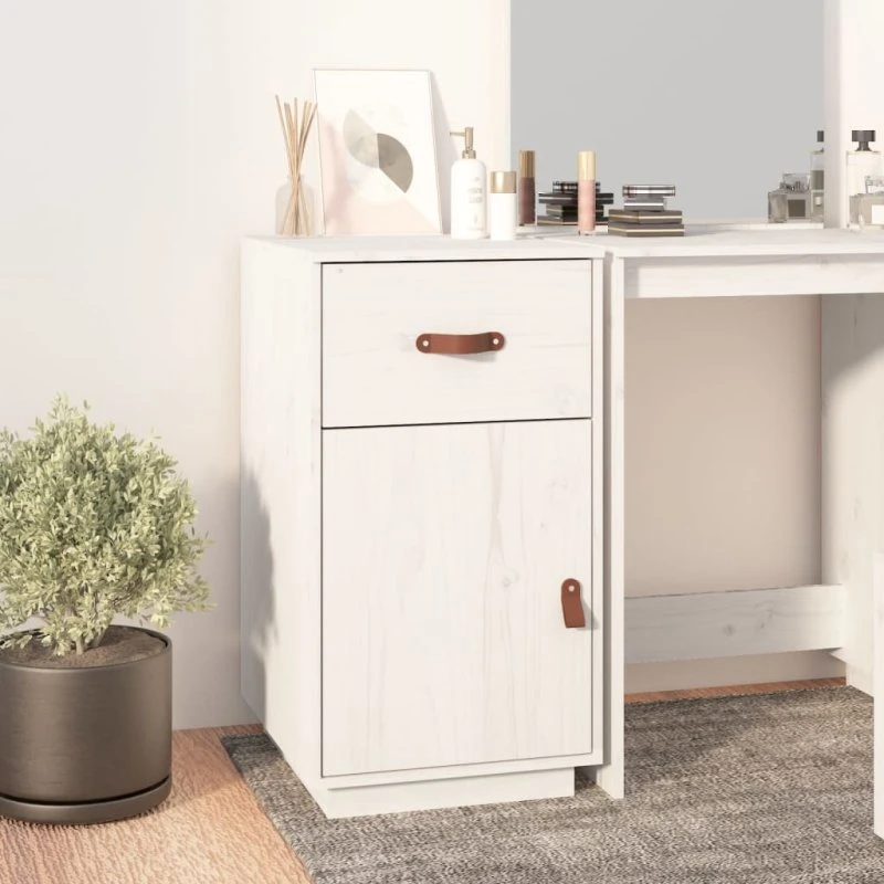 Massivt fyrretræ skrivebordsskab 40×50×75 cm, sort