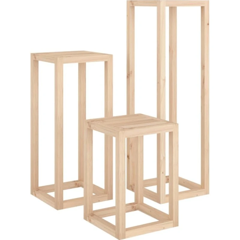 vidaXL plantestativer 3 stk. i massivt fyrretræ