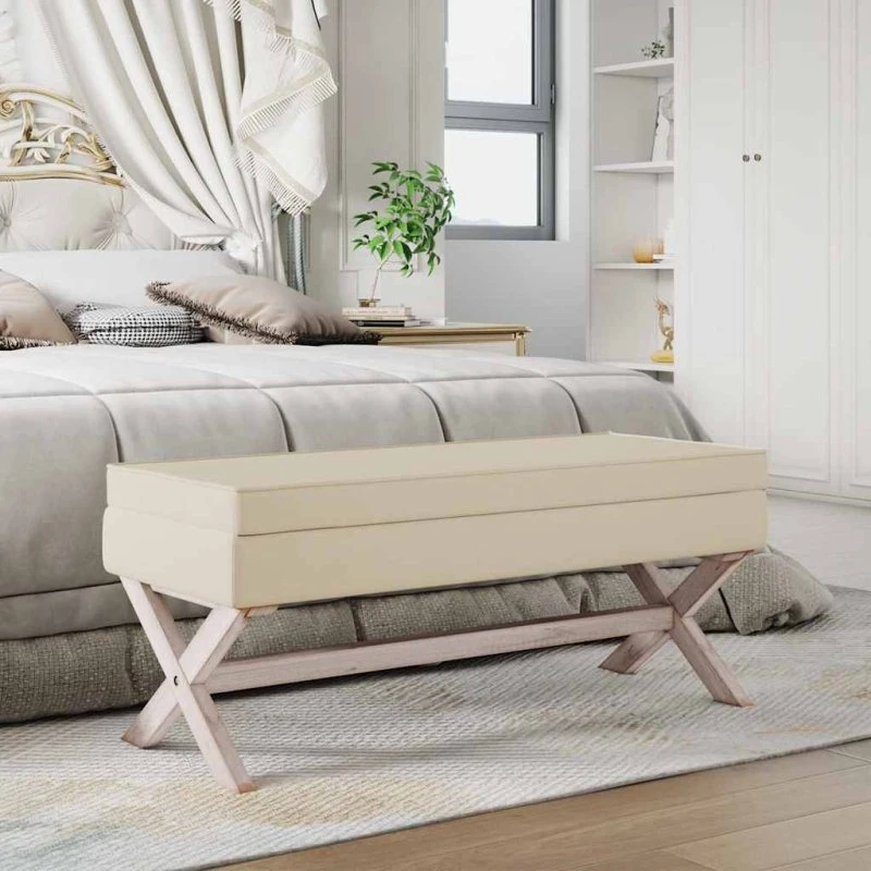 vidaXL opbevaringsskammel i hør 110x45x49 cm beige