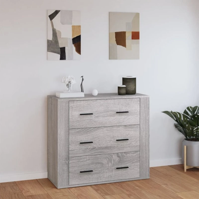 vidaXL skænk 80x33x70 cm konstrueret træ, grå Sonoma-eg