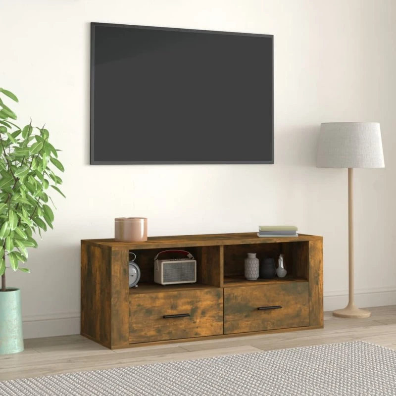vidaXL TV-bord 100x35x40 cm – konstrueret træ, røget egetræ