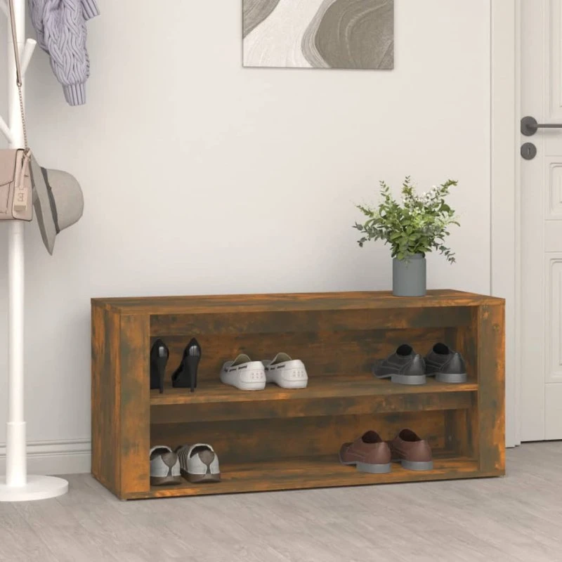 vidaXL skoreol 100x35x45 cm konstrueret træ røget eg