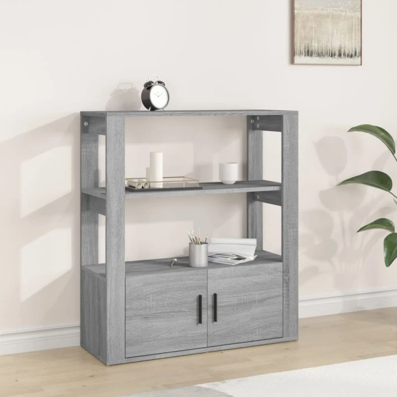vidaXL skænk 80x30x90 cm konstrueret træ - grå Sonoma-eg