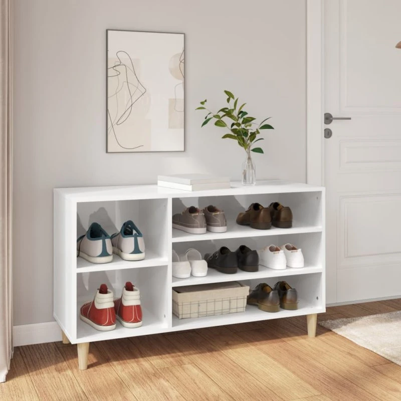 vidaXL skoreol 102x36x60 cm konstrueret træ hvid højglans